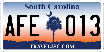 SC license plate AFE013