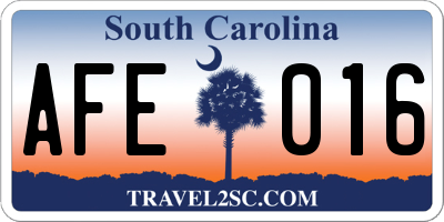 SC license plate AFE016