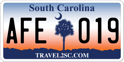 SC license plate AFE019
