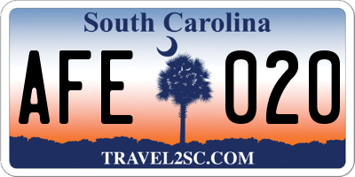 SC license plate AFE020