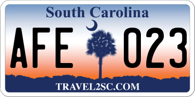 SC license plate AFE023