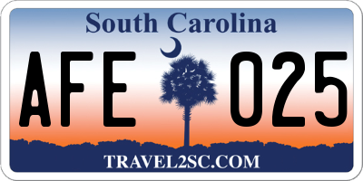 SC license plate AFE025
