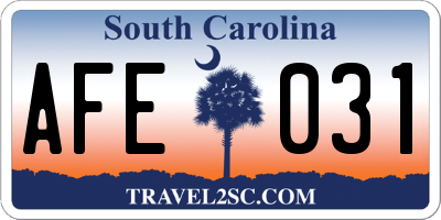SC license plate AFE031