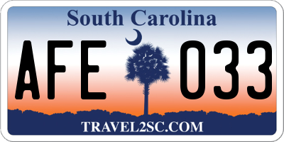 SC license plate AFE033