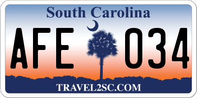SC license plate AFE034