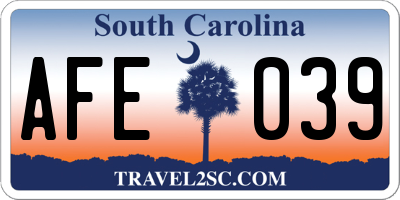 SC license plate AFE039