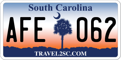 SC license plate AFE062