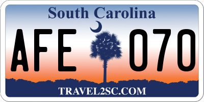 SC license plate AFE070