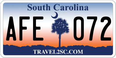 SC license plate AFE072