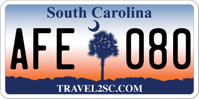 SC license plate AFE080