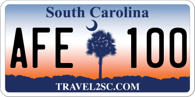 SC license plate AFE100