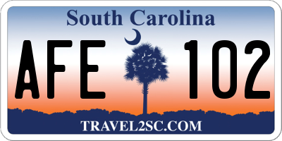SC license plate AFE102