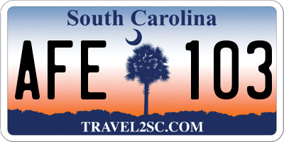 SC license plate AFE103