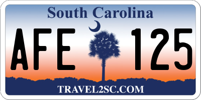 SC license plate AFE125