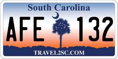 SC license plate AFE132