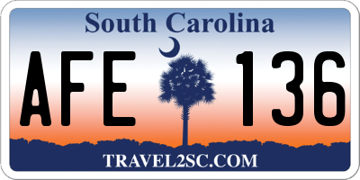 SC license plate AFE136