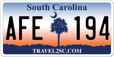 SC license plate AFE194
