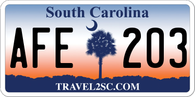 SC license plate AFE203