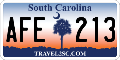 SC license plate AFE213