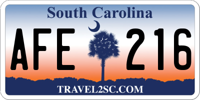 SC license plate AFE216