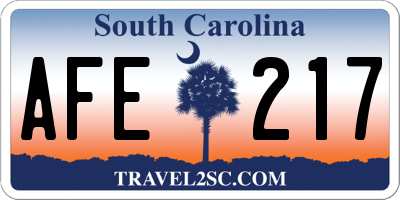 SC license plate AFE217