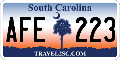 SC license plate AFE223