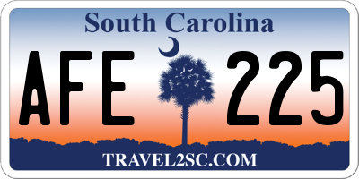 SC license plate AFE225