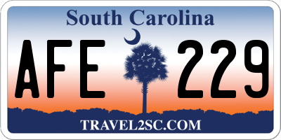 SC license plate AFE229