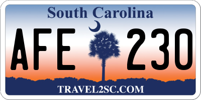 SC license plate AFE230