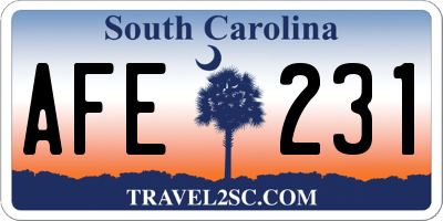 SC license plate AFE231