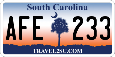SC license plate AFE233