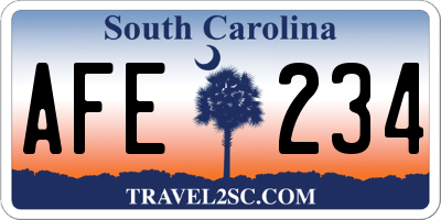 SC license plate AFE234
