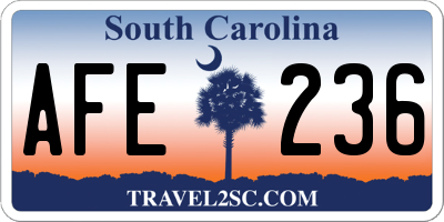 SC license plate AFE236