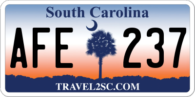SC license plate AFE237