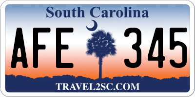 SC license plate AFE345