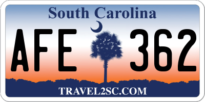 SC license plate AFE362