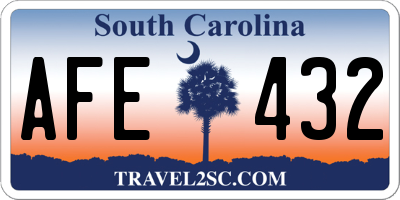 SC license plate AFE432