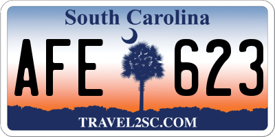 SC license plate AFE623