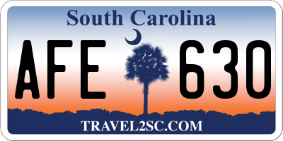 SC license plate AFE630