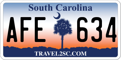 SC license plate AFE634