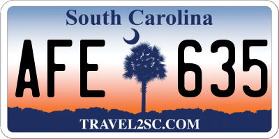SC license plate AFE635