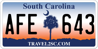 SC license plate AFE643