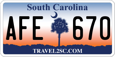 SC license plate AFE670