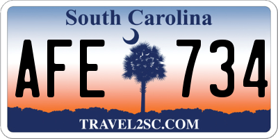SC license plate AFE734