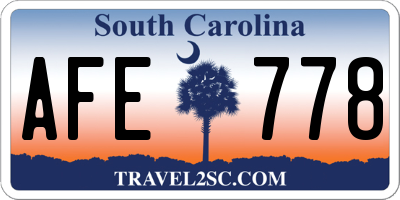 SC license plate AFE778