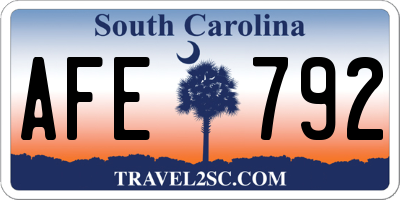 SC license plate AFE792