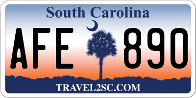 SC license plate AFE890