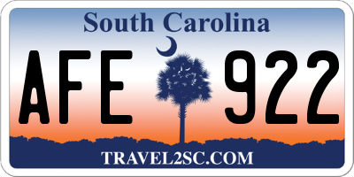 SC license plate AFE922
