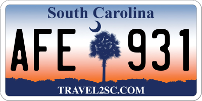 SC license plate AFE931