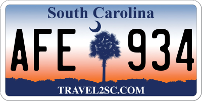 SC license plate AFE934